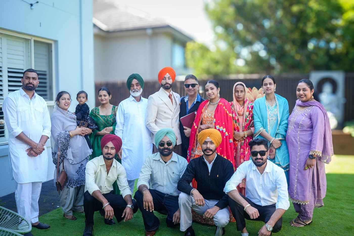 Punjabi-Sikh family gathered at a Sydney wedding ceremony