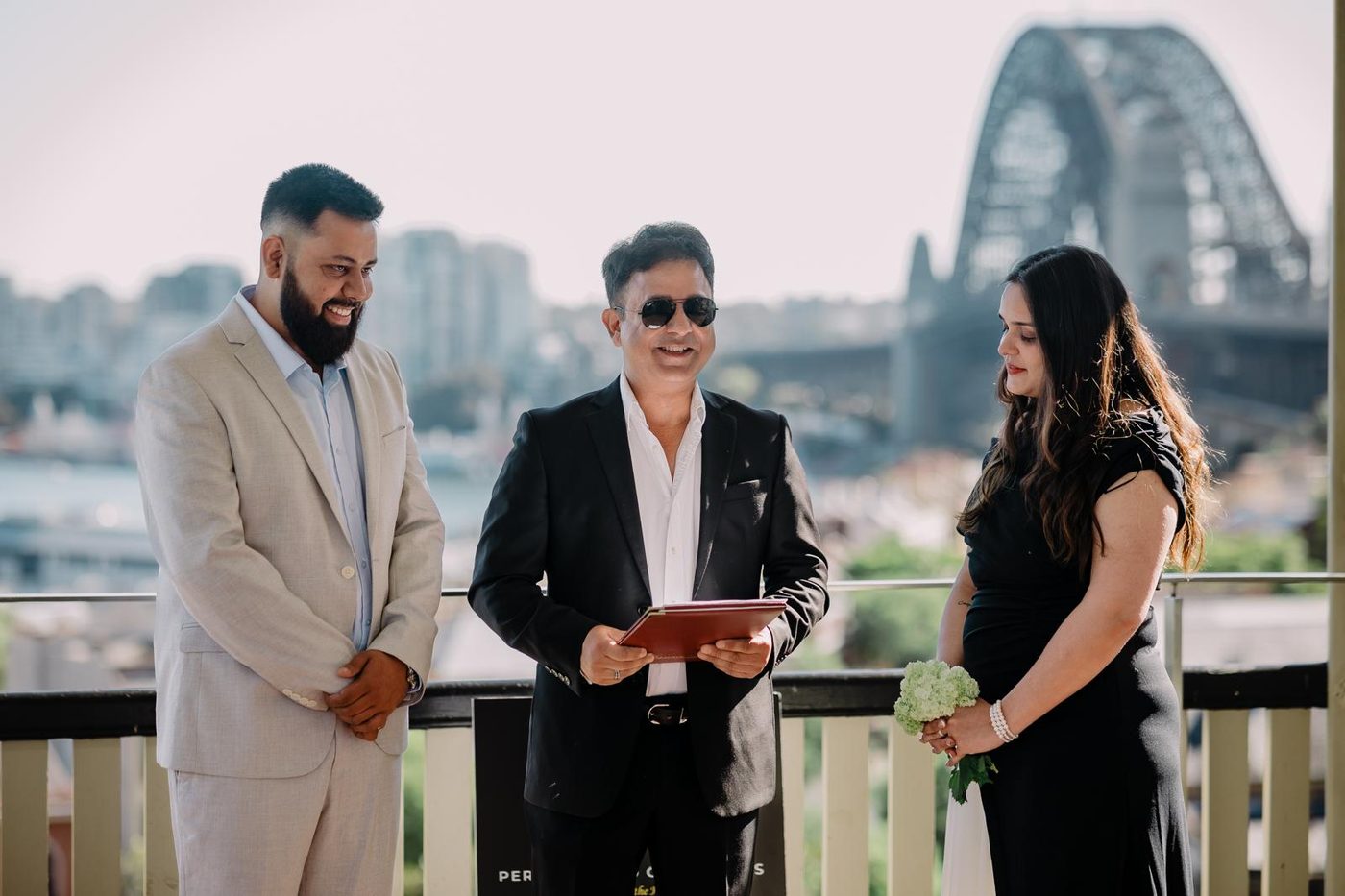 Wedding ceremony with the Sydney Harbour Bridge in the background
